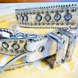 80’s Vintage Silver & Diamond Studded Belt